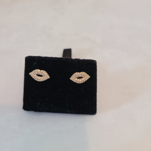 Gold Tone and Crystal CZ Valentine's Earring Set of Three Studs - Picture 6 of 12